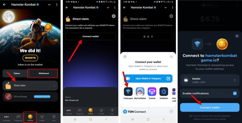 آموزش برداشت توکن همستر کامبت با روش Direct claim