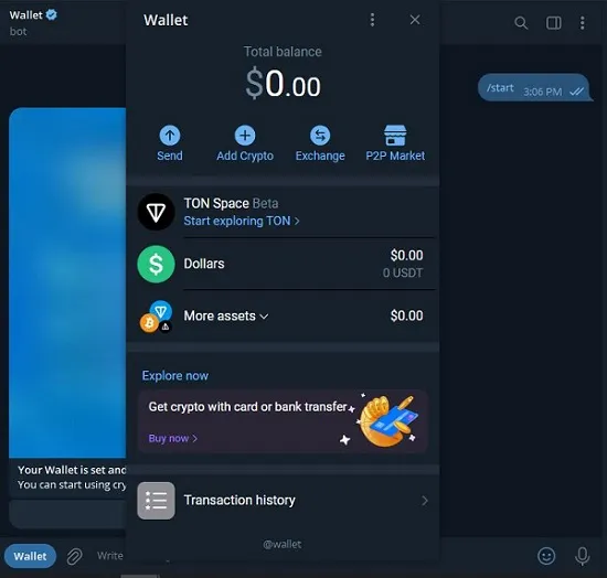 انتقال تتر به کیف پول تلگرام
